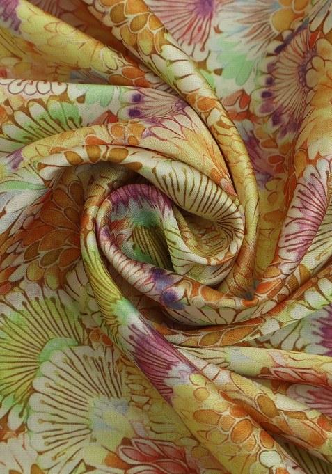 Girls Multicolor Floral Print Satin Kaftan Set