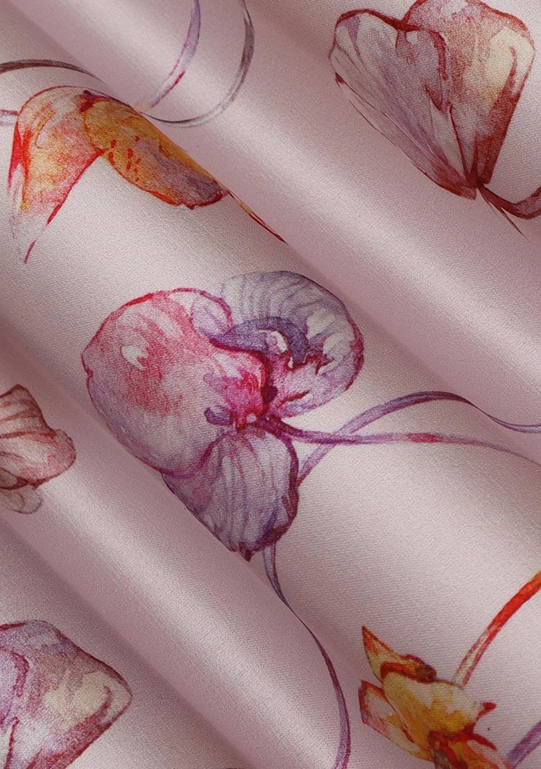 Girls Multicolor Floral Print Satin Kaftan Set - Indya