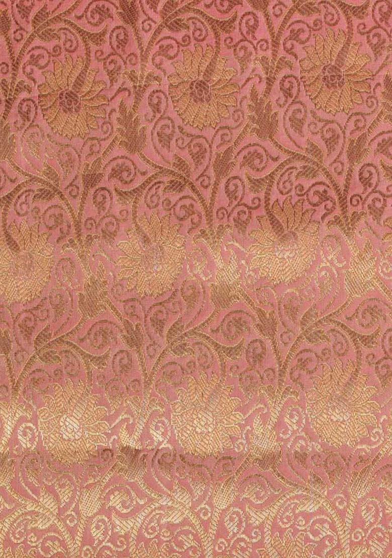 Girls Peach Brocade Kurta Set - Indya