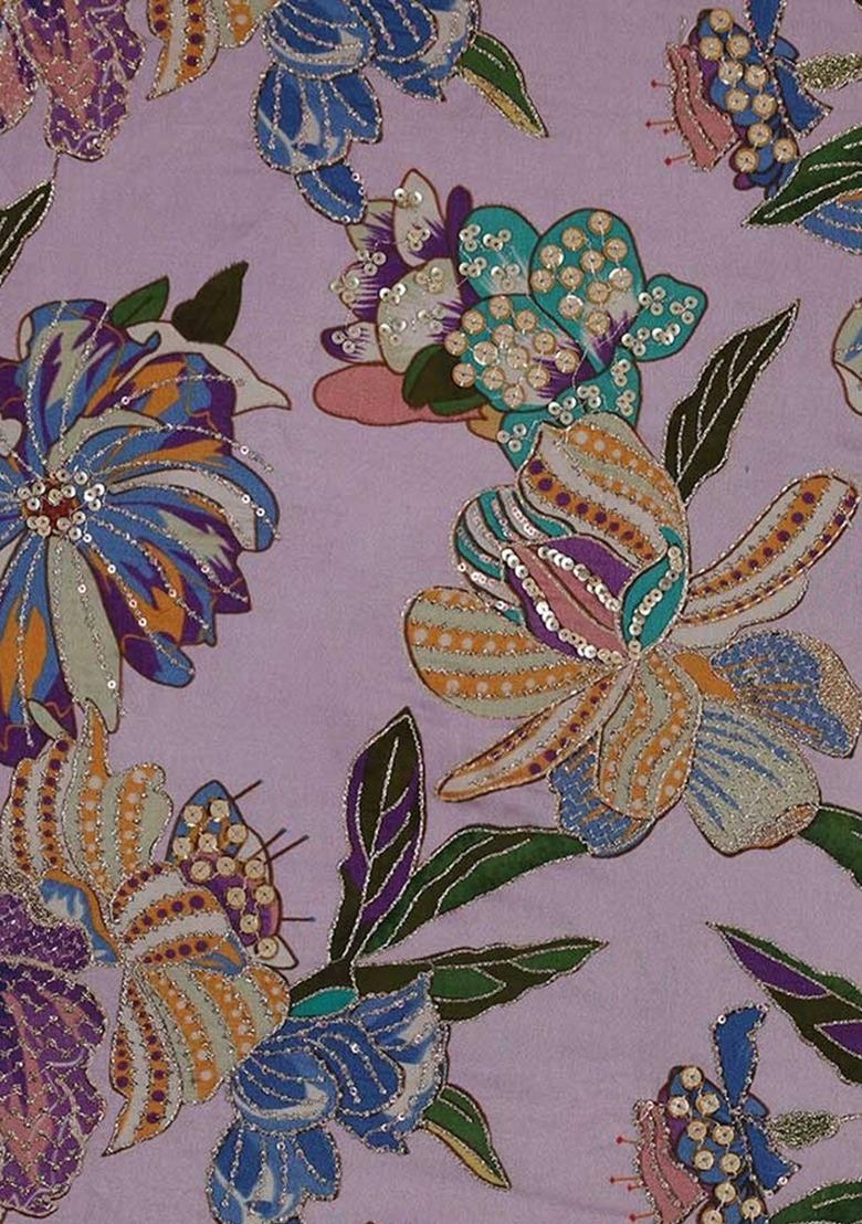 Girls Purple Embroidered Organza Sharara Set - Indya