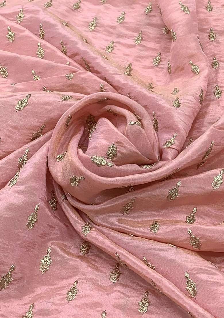 Girls Peach Embroidered Tissue Kurta Set - Indya