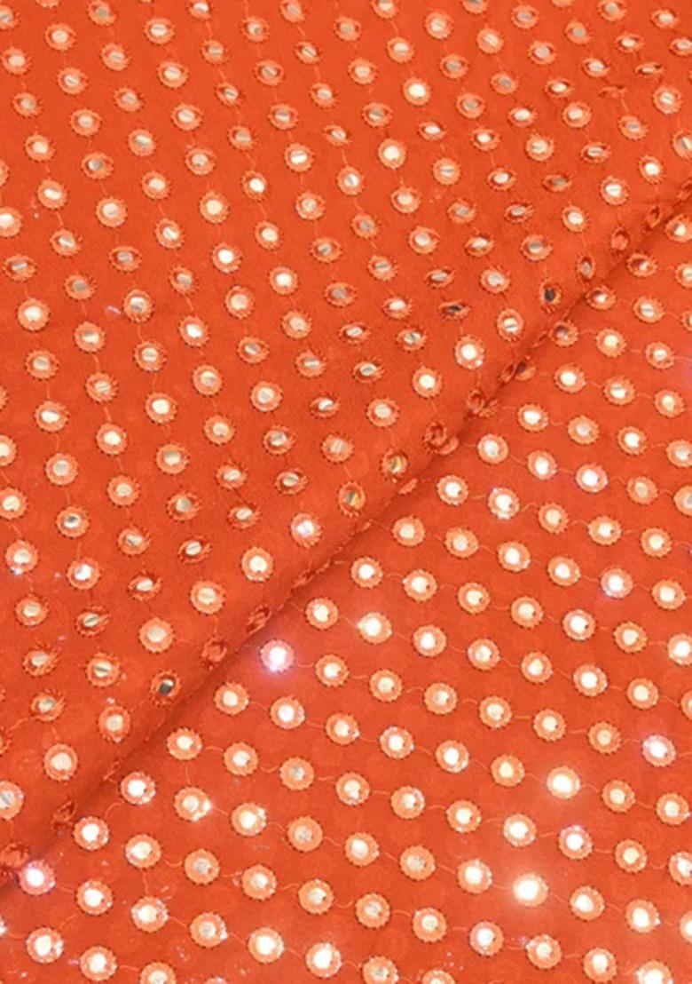 Girls Orange Embroidered Georgette Lehenga Set - Indya