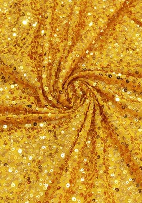 Girls Yellow Embroidered Georgette Lehenga Set