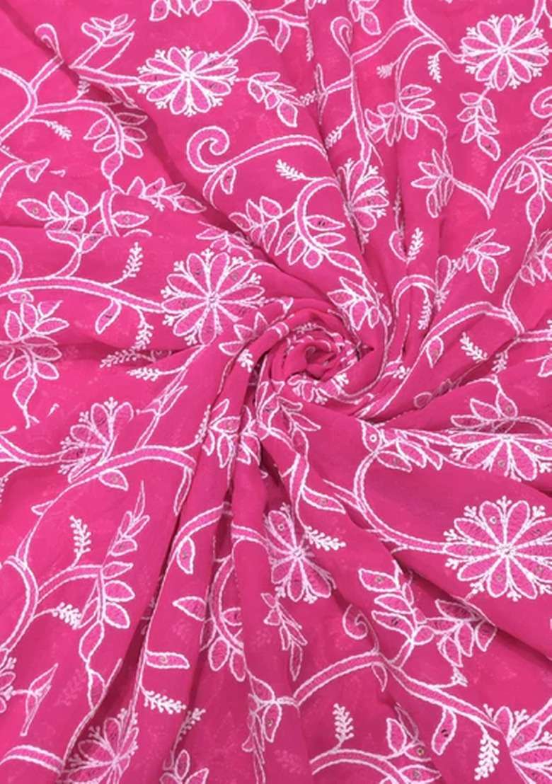 Girls Pink Embroidered Georgette Lehenga Set - Indya