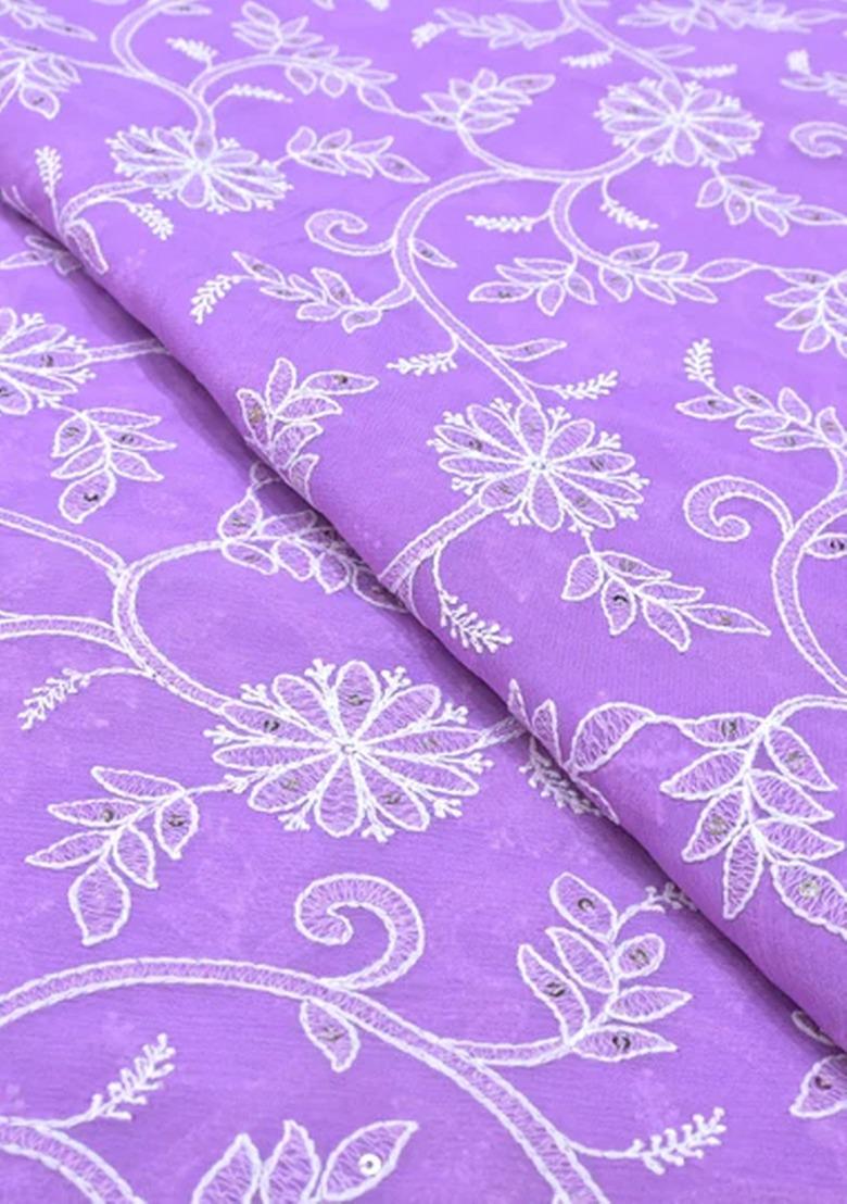 Girls Purple Embroidered Georgette Lehenga Set - Indya