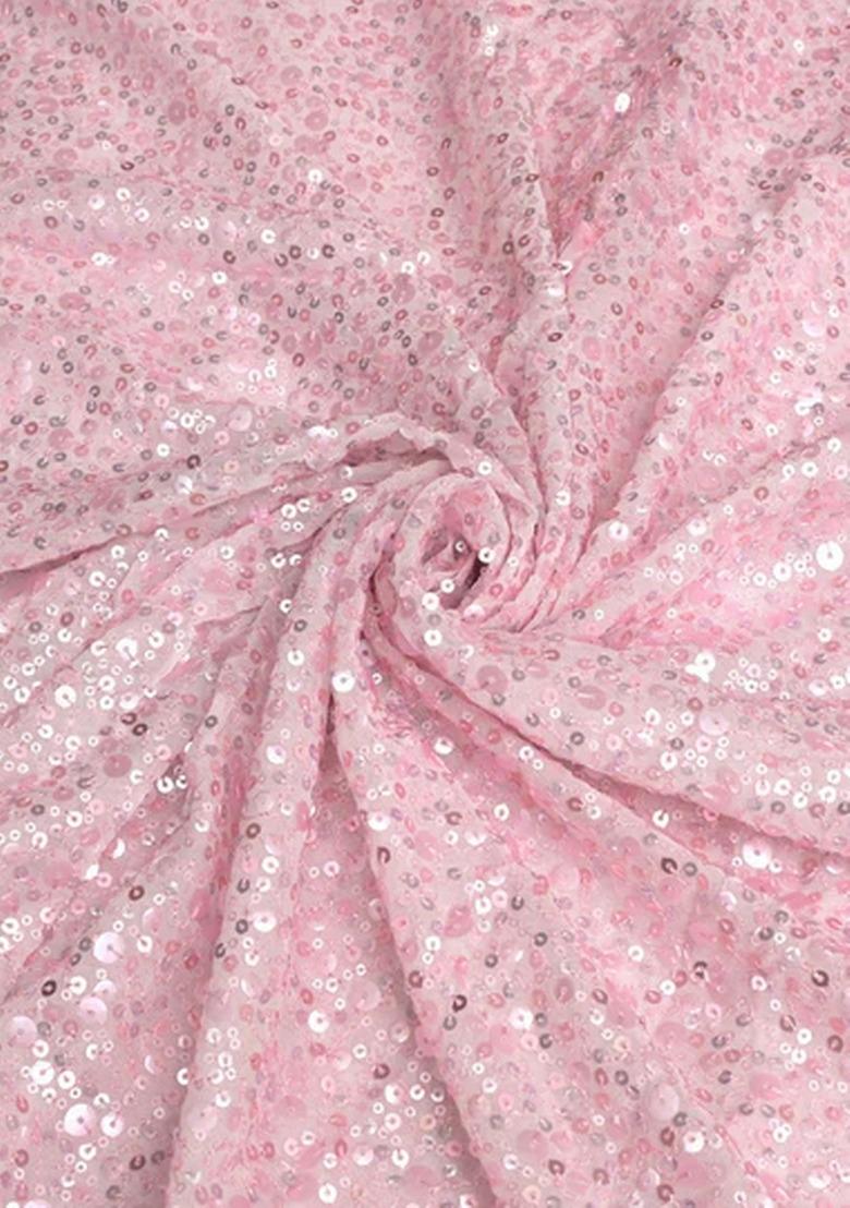 Girls Pink Embroidered Georgette Lehenga Set