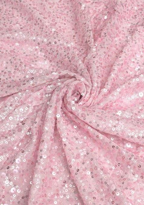 Girls Pink Embroidered Georgette Lehenga Set