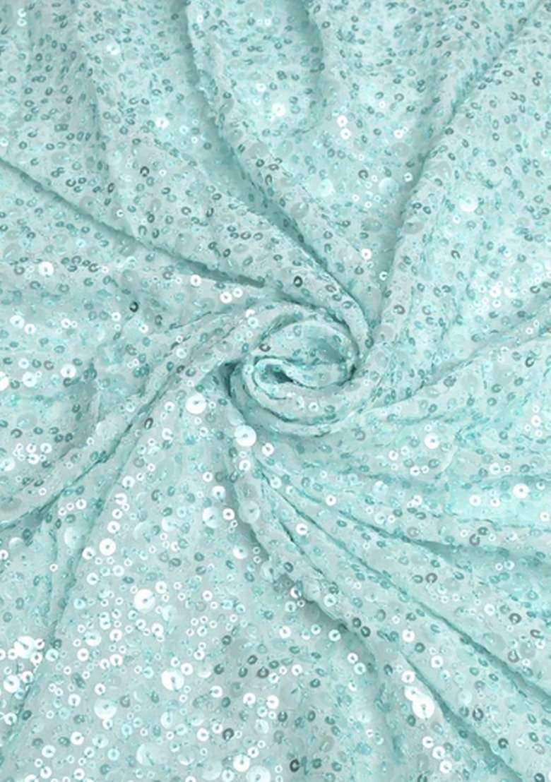 Girls Powder Blue Embroidered Georgette Lehenga Set - Indya