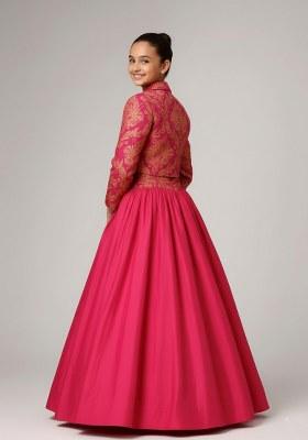 Girls Pink Georgette Lehenga Set
