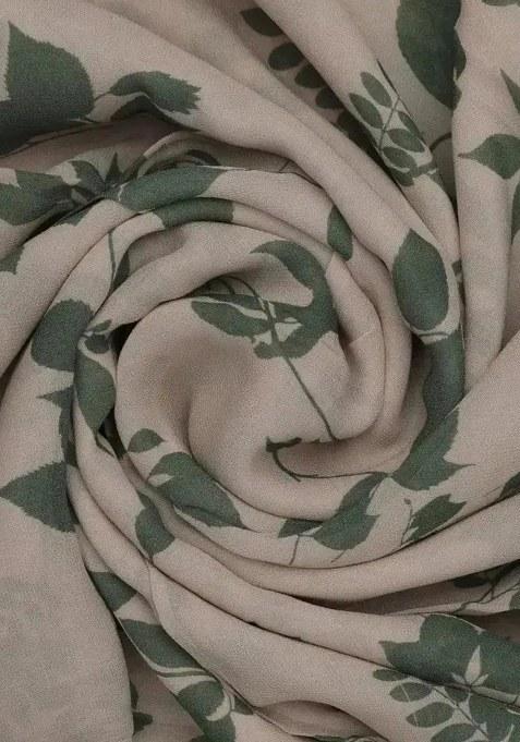 Girls Olive Green Leaf Print Georgette Lehenga Set