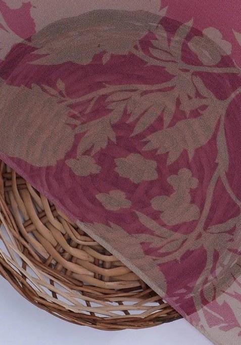 Girls Pink Floral Print Georgette Lehenga Set