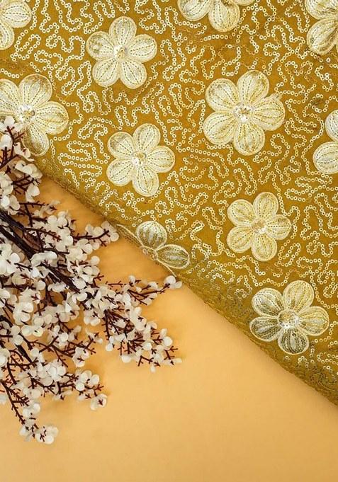 Girls Yellow Embroidered Georgette Lehenga Set