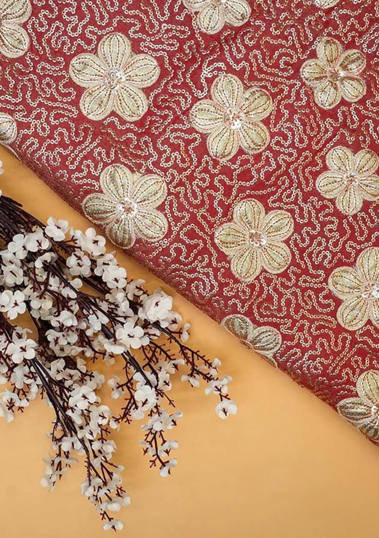 Girls Red Embroidered Georgette Lehenga Set - Indya