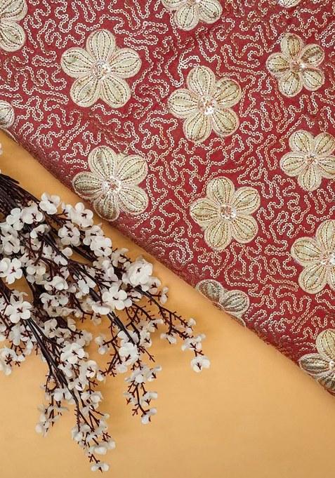 Girls Red Embroidered Georgette Lehenga Set