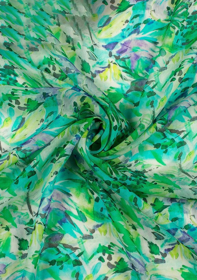 Girls Multicolor Floral Print Satin Lehenga Set