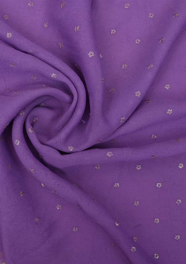 Girls Purple Embroidered Georgette Fusion Set - Indya