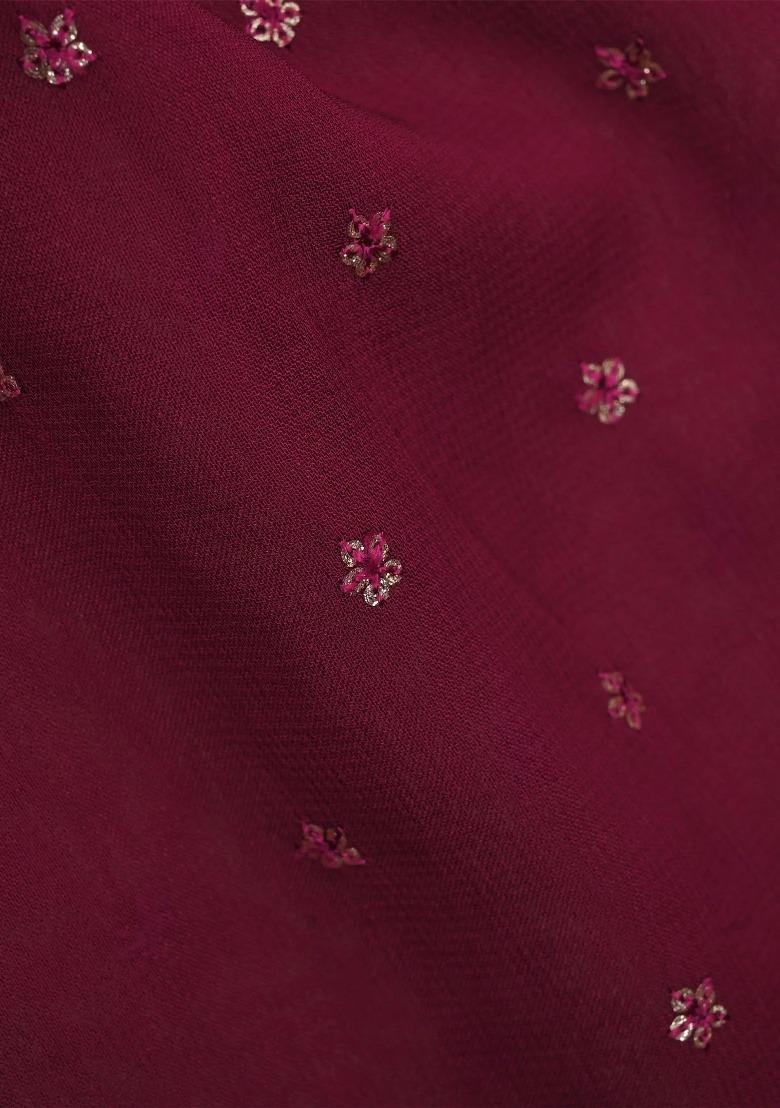 Girls Red Embroidered Georgette Fusion Set - Indya