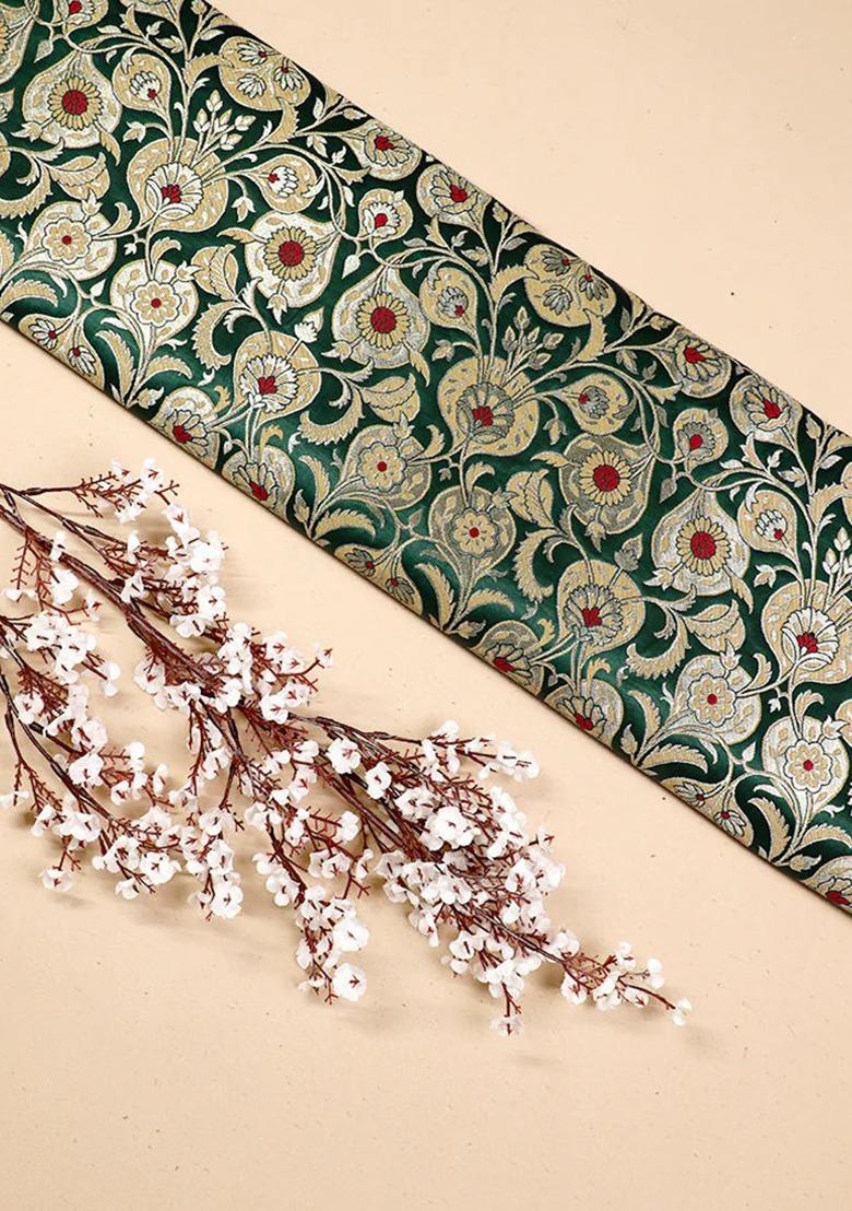 Girls Green Brocade Skirt Set - Indya