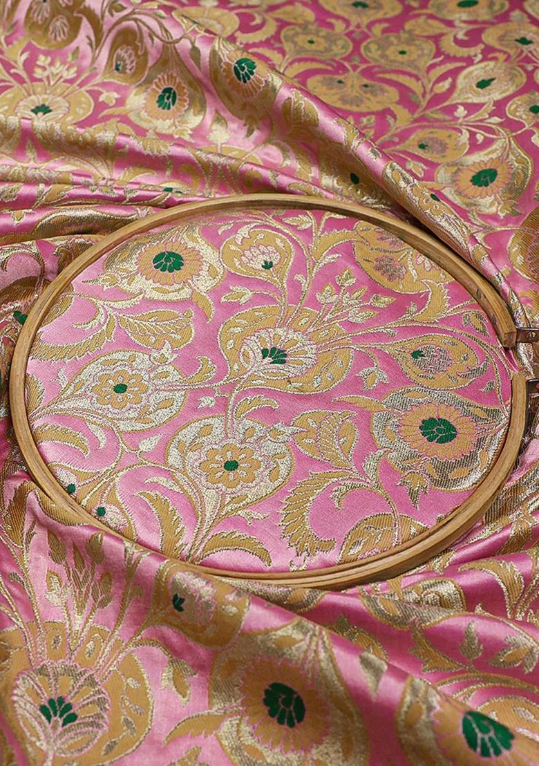 Girls Light Pink Brocade Skirt Set