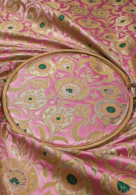 Girls Light Pink Brocade Skirt Set