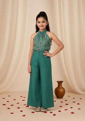 Girls Sea Green Brocade Co-Ord Set
