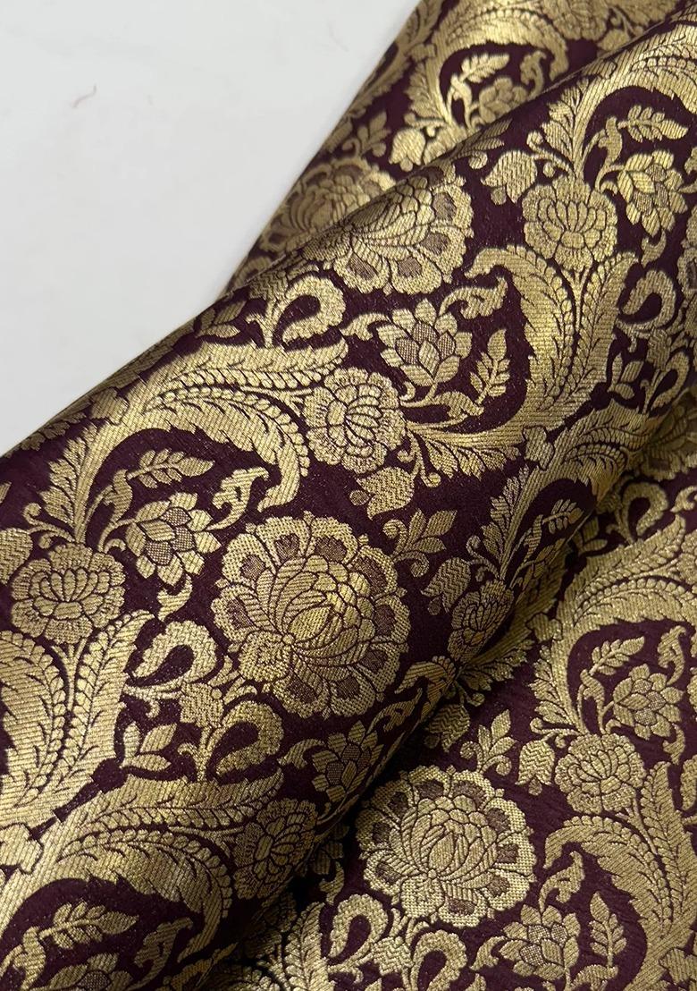 Girls Burgundy Brocade Co-Ord Set - Indya