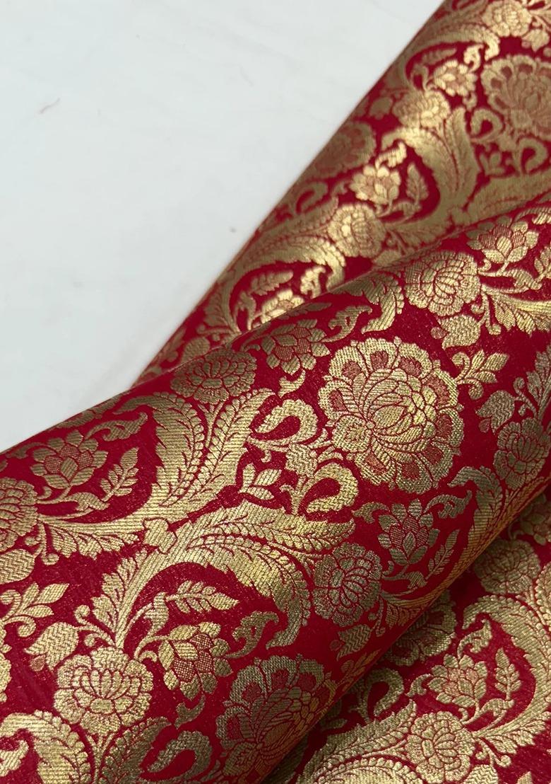 Girls Red Brocade Co-Ord Set - Indya