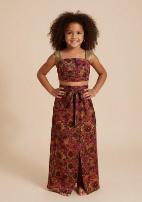 Girls Pink Brocade Co-Ord Set