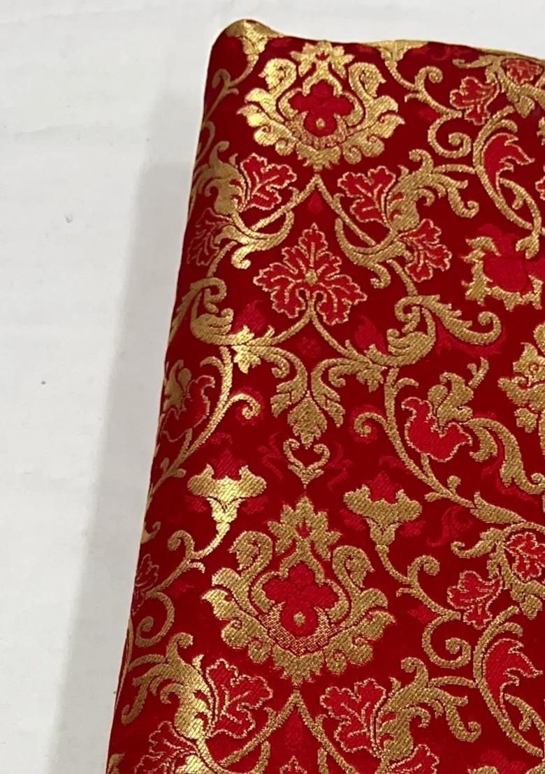 Girls Red Brocade Co-Ord Set - Indya