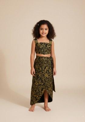 Girls Black Brocade Co-Ord Set