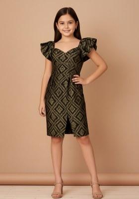 Girls Golden Brocade Dress