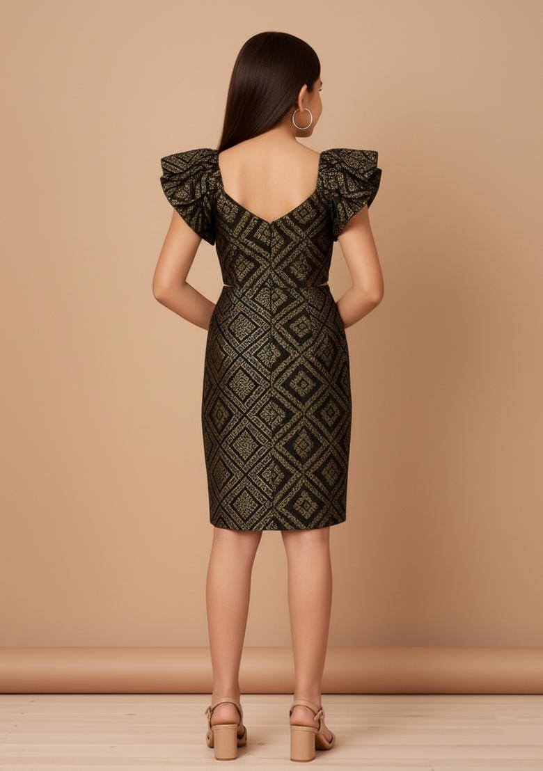 Girls Golden Brocade Dress