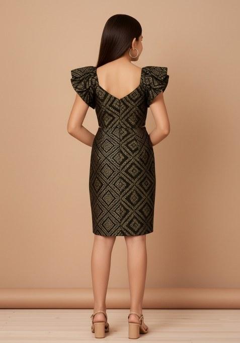 Girls Golden Brocade Dress