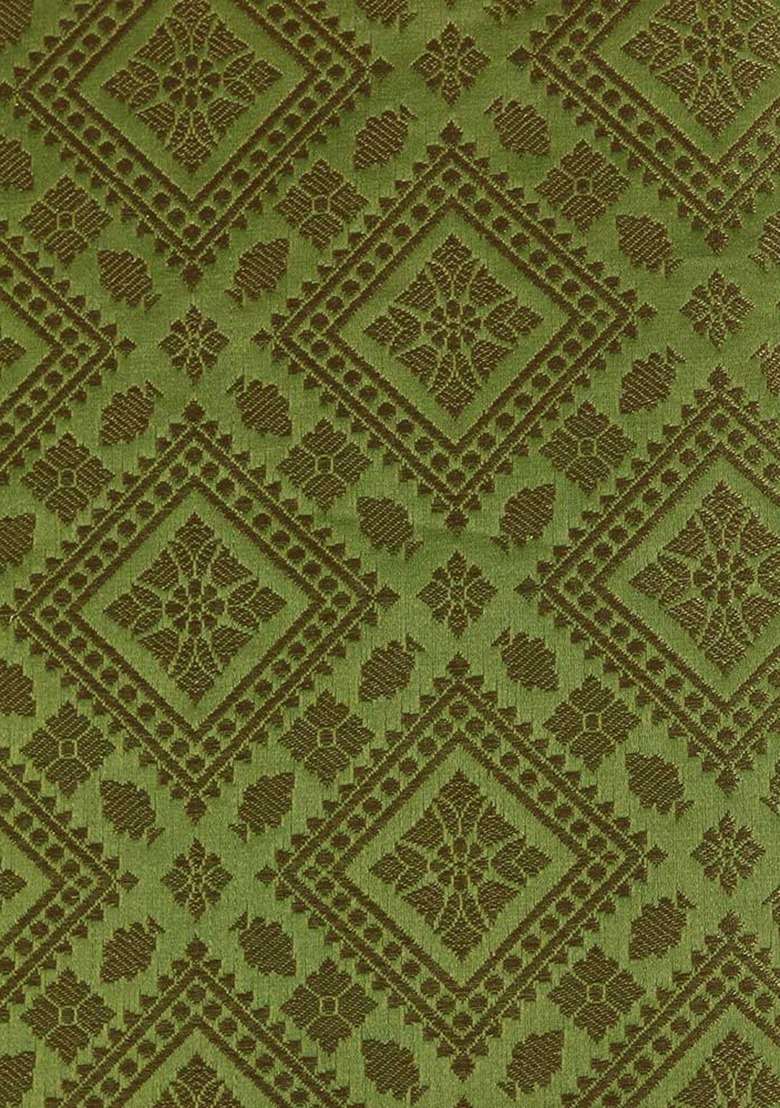 Girls Green Brocade Dress - Indya