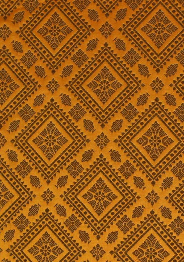 Girls Yellow Brocade Dress - Indya