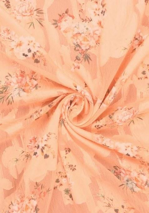 Girls Peach Floral Print Georgette Co-Ord Set