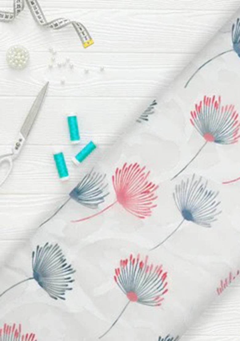 Girls White Figure Print Georgette Co-Ord Set - Indya