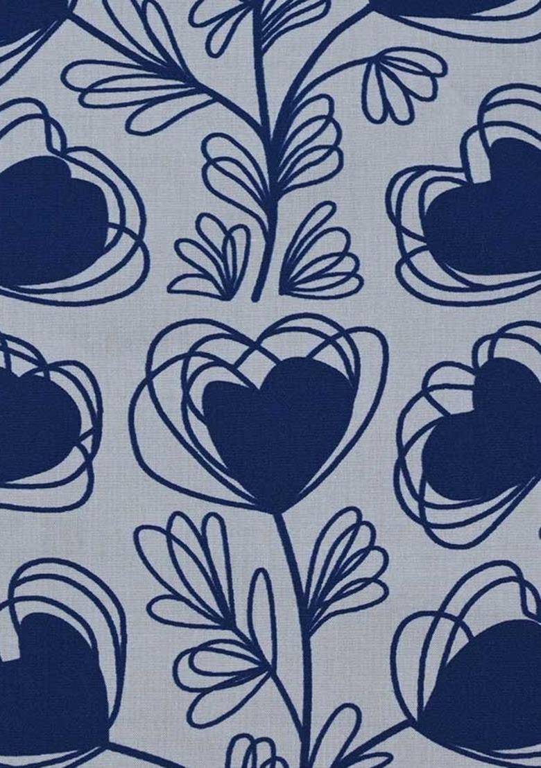 Girls Blue And White Floral Print Poplin Co-Ord Set - Indya