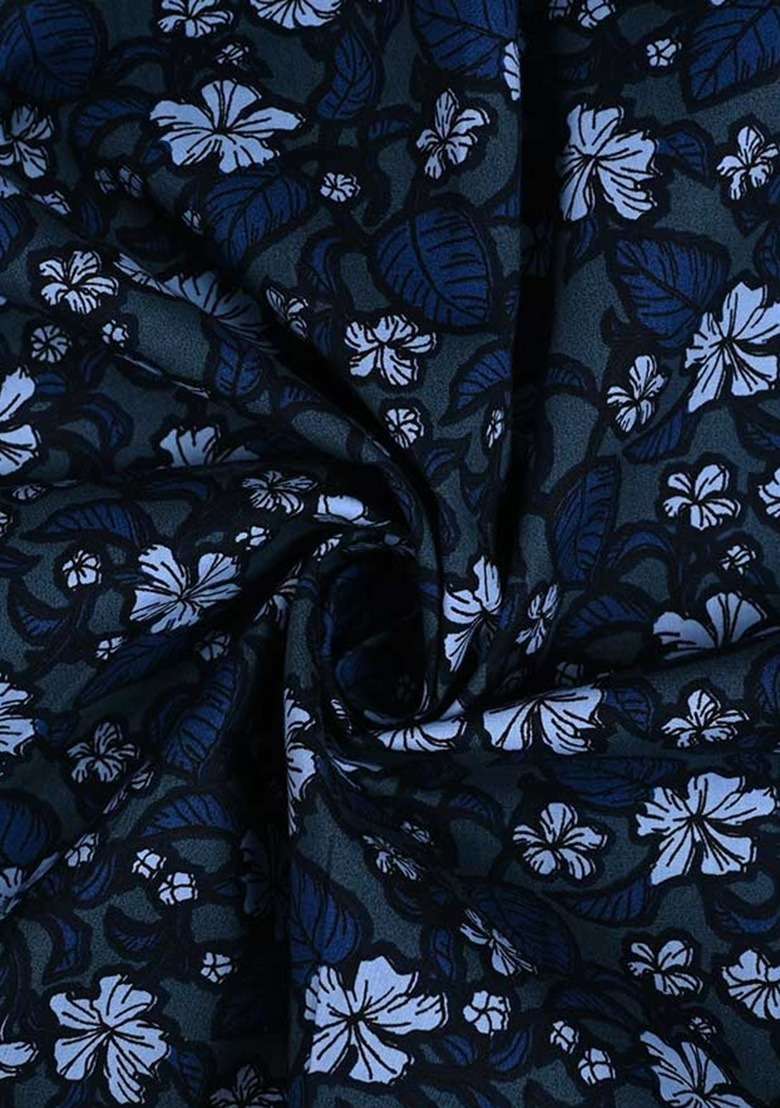 Girls Navy Blue Floral Print Poplin Co-Ord Set - Indya