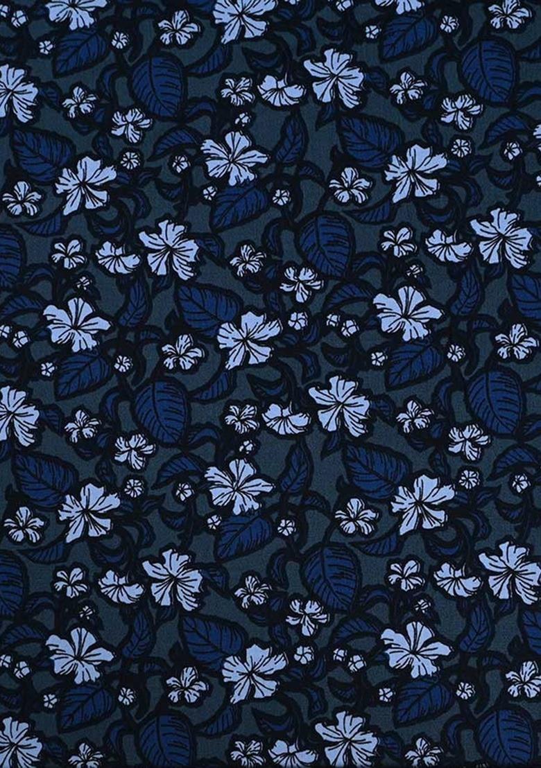 Girls Navy Blue Floral Print Poplin Co-Ord Set - Indya