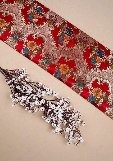 Girls Red Brocade Peplum Top