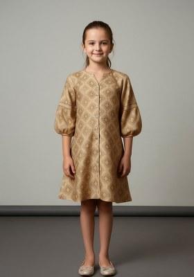 Girls Golden Brocade Dress