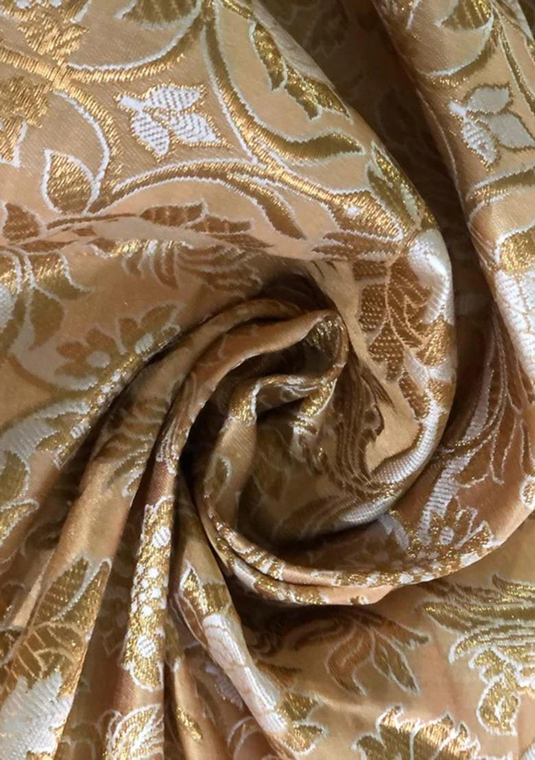 Girls Golden Brocade Dress - Indya