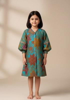 Girls Multicolor Brocade Dress