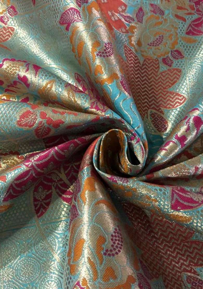 Girls Multicolor Brocade Dress - Indya