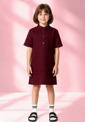 Girls Red Brocade Dress