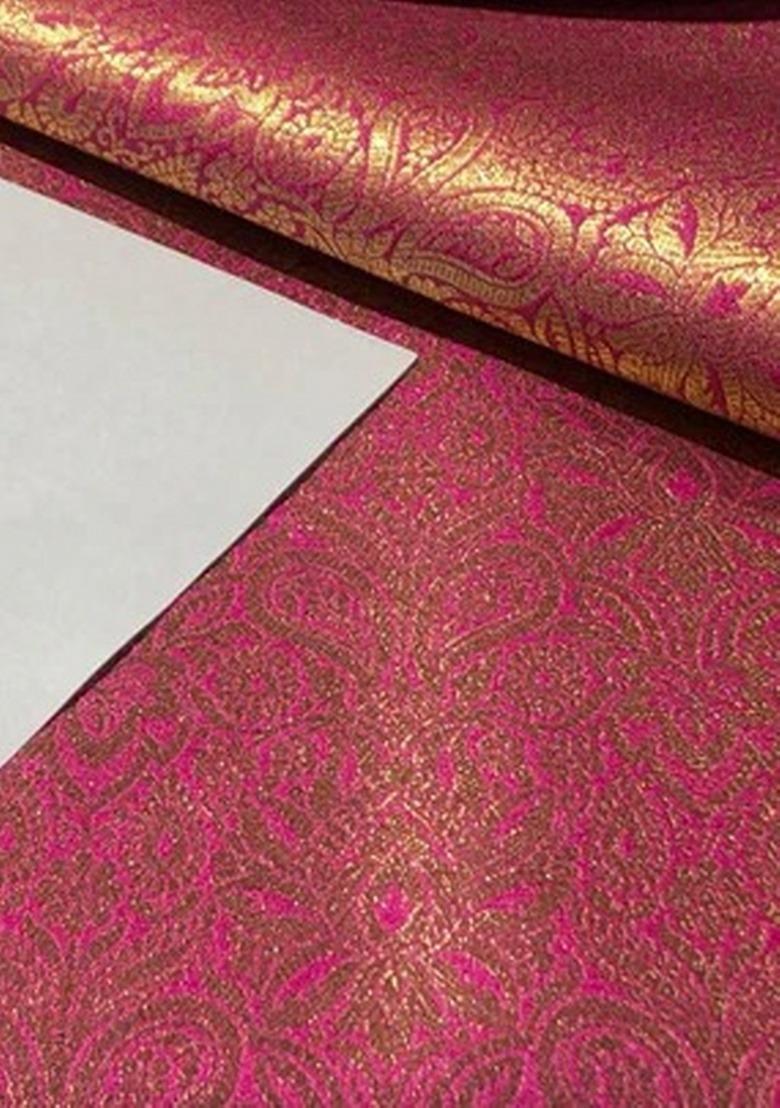 Girls Orange Brocade Dress - Indya