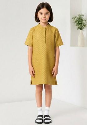Girls Golden Brocade Dress