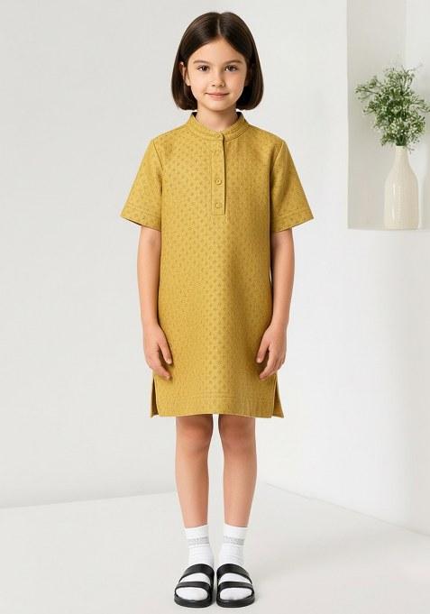 Girls Golden Brocade Dress