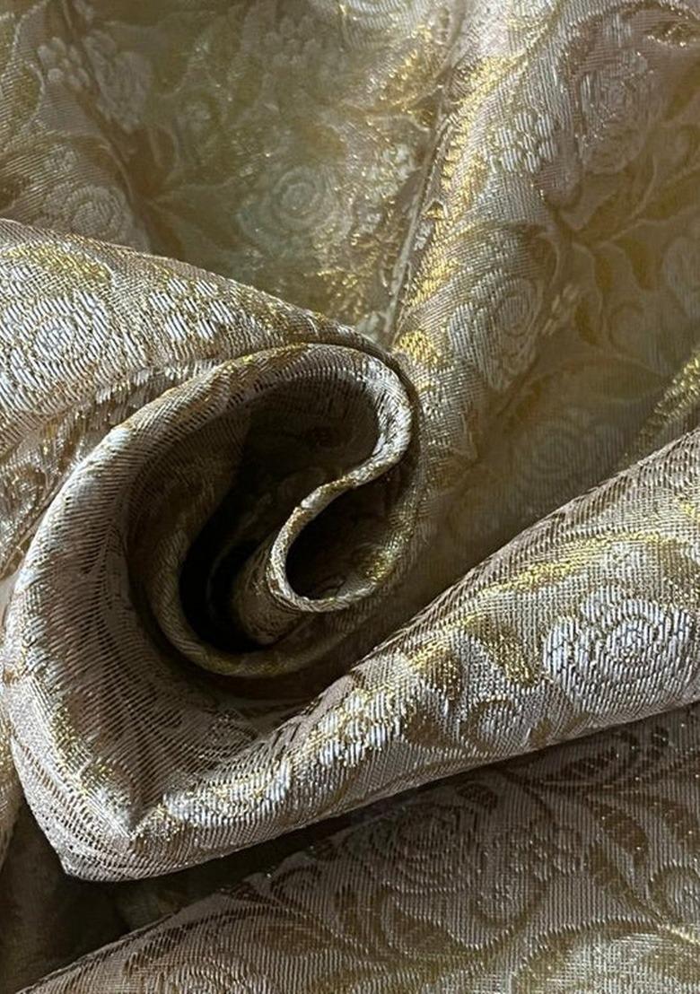 Girls Beige Brocade Dress